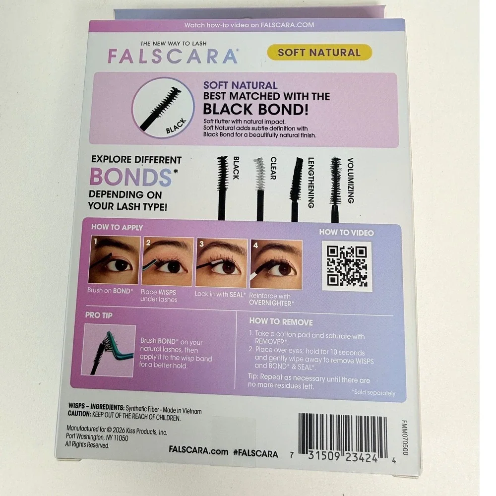 KISS Falscara Eyelash Extension Wisps 50ct Featherlight Natural Black Lash New